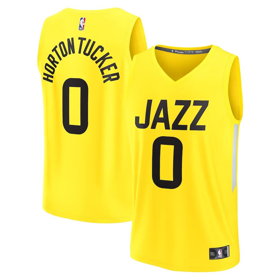 Men Utah Jazz 0 Talen Horton-Tucker Fanatics Branded Yellow 2022-23 Fast Break Replica Player NBA Jersey